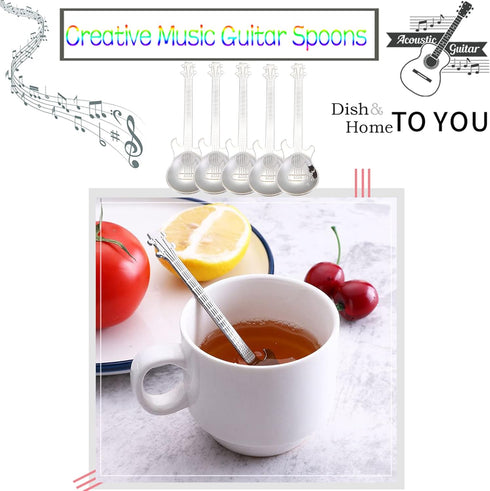 Guitar Spoons Coffee Teaspoon Set, ESRISE Stainless Steel Dessert Spoon with Guitar Opener for Christmas