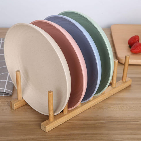 LuckyZone 7.8 Inches Unbreakable Wheat Straw Plates - Reusable Plate Set, Dishwasher & Microwave Safe