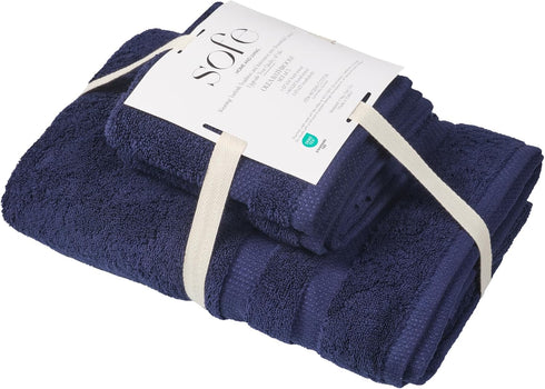 Set 3 1 1 1 Sets SOFE H&L | Olea Luxury Turkish Cotton Bath Towels of : Bath Towel, Hand Towel, Wash Cloths, Navy