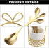 ELLDOO Coffee Spoon Set, 8 Stainless Steel Gold Leaf Coffee Spoons with White Ceramic Holder