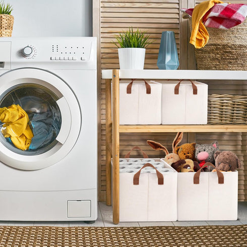 Large Storage Baskets for Shelves, Rectangle Fabric Bins for Organization, Closet Storage Bins, Shelf Baskets with Wire