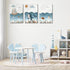 3Pcs 12x16 Inch SUAXTCCR Nautical Nursery Canvas Wall Art Blue Beach Animal Wall Decor Pictures Ocean Kids Room Sea
