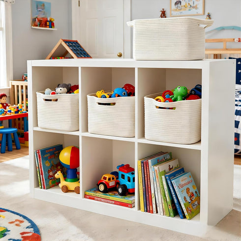15"x10"x9" Closet, R RUNKA Cotton Rope Storage Basket Fabric Storage Bins for Organizing Clothes,Toys,Blankets Durable