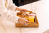 14.5" Small Hand-Woven Rattan Serving Tray with Handles Rectangular Snack Tray for Coffee Table, Fruit, Drinks, Decor