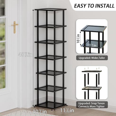 '-7 Closet Vertical Tall Shoe Rack Organizer for Entryway Tier Free Standing Slim Narrow Bamboo Wood Corner Stackable