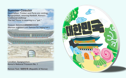 NESOI Set 4, 4.25 Inches, Korea in the Coasters of Korean Home Decor,Traditional Palace and Seoul Tower Theme, Cute