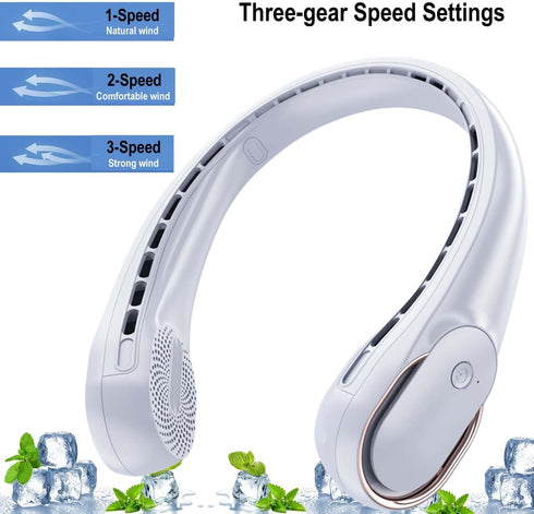 Neck Fan,Portable Bladeless Fan around Neck,USB Rechargeable,4000mAh Battery Operated,360° Cooling,Upgraded Air Volume,No Hair Twisting Ultra Quiet, Comfortable Material, for Women Men by ZSHMJMJ
