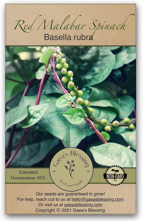 Gaea's Blessing Seeds - Red Malabar Spinach Seeds - Non-GMO Seeds with