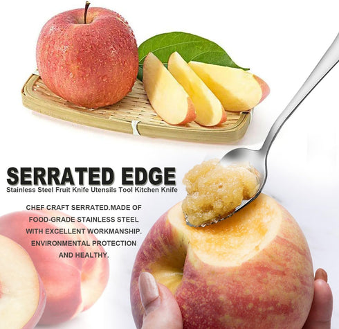 Grapefruit Spoons, Serrated Edge Stainless Steel Fruit Knife, Dessert Spoons for Citrus, Lemon, Kiwi, Salads, Melon
