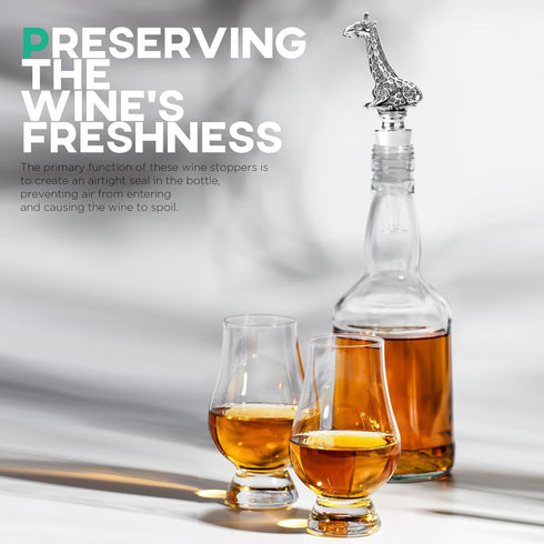 Homestia Giraffe Wine Stoppers - Stainless Steel Reusable Bottle Stopper with Silicone Seal