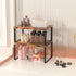 Set of 4 Stackable Counter Shelves, Wood Organizer for Kitchen and Bathroom, Expandable Countertop Racks, Brown