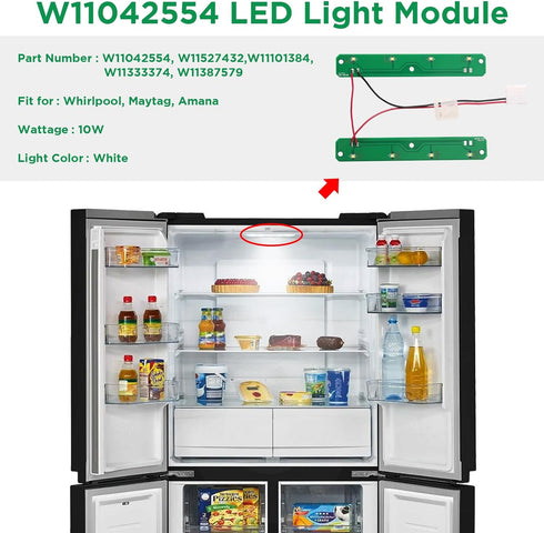 W11042554 Refrigerator LED Light Module, Compatible with Whirlpool Maytag Amana, Replaces W11042554, W11527432,