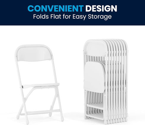 Kids' Folding Chair in White Plastic - Flash Furniture
