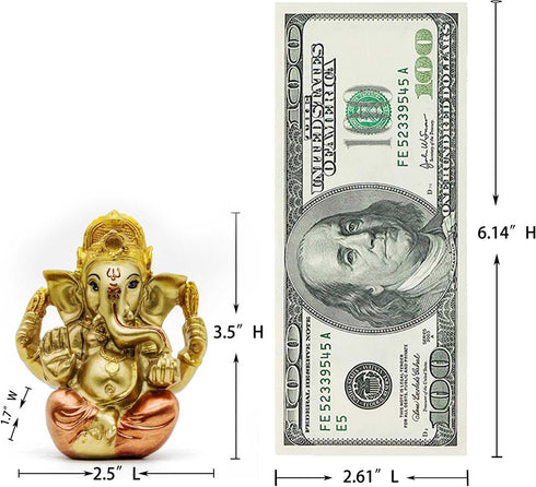 Hindu Ganesh Mini Ganesha Statue for Car Dashboard - Indian Decor for Home Office Temple Pooja Items