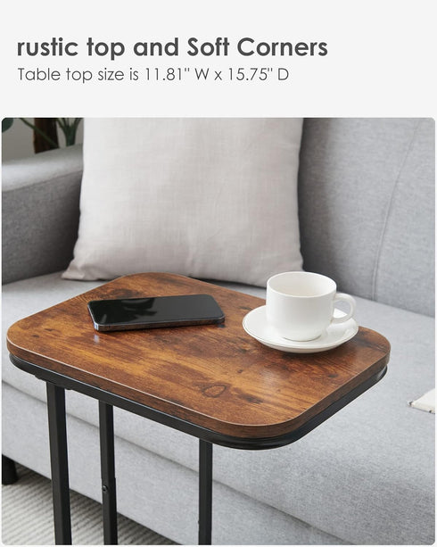 27 Inches KJGKK C Shaped End Table, High Small Side Table for Sofa and Bed, Couch Table Slides Under, Tall Tv Tray