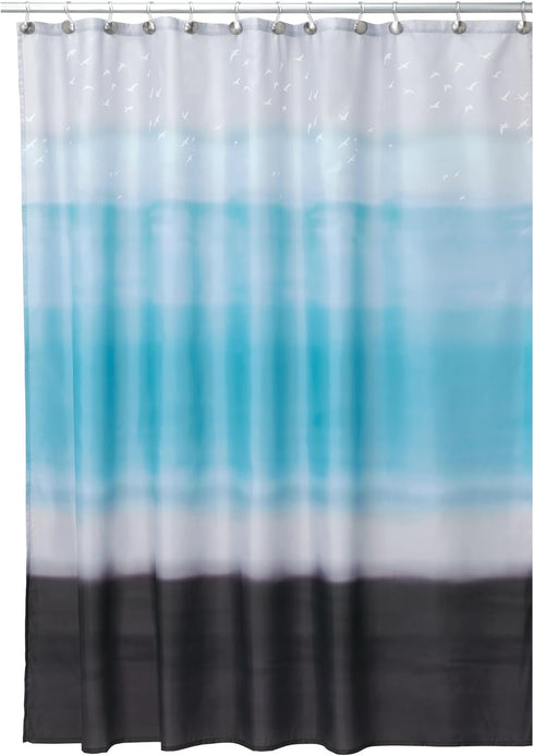 InterDesign Horizon Fabric Shower Curtain, Blue/Coco