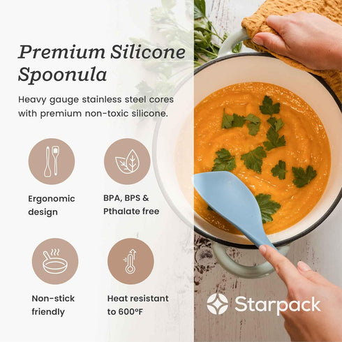Starpack 'The All Rounder' XL Premium Silicone Spoonula Spatulas, Heat Resistant Up to 600°F