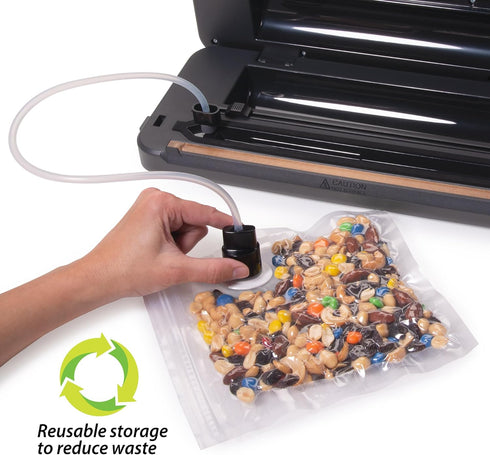 Presto 09513 Quart-Size Vacuum Zipper Bags with Ports, FreshDaddy