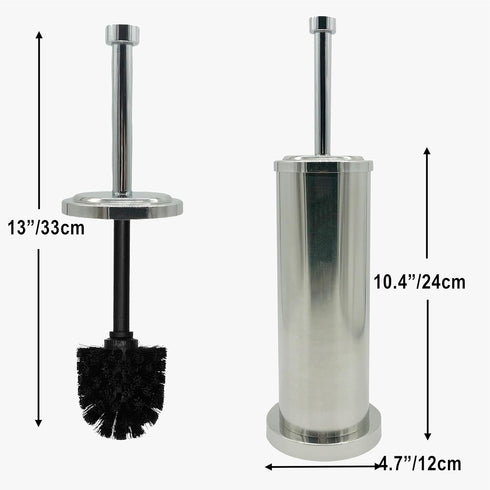 Silver Chrome Toilet Bowl Brush with Holder with Removable Plastic Liner, Durable Bathroom Cleaning Tool, Bathroom