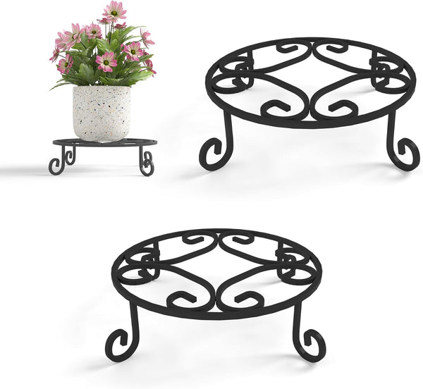PROWORX 2 Pack 10 Diameter Metal Outdoor Plant Stand Indoor, Black Heavy
