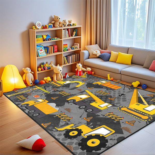 Construction Rugs for Boys Room Play Mat for Cars and Trucks PlayMat