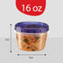 PLASTICPRO 6 Pack Twist Cap Food Storage Containers, 16 oz Reusable Meal Prep Containers with Blue Screw on Lid