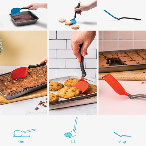 Dreamfarm Mini Chopula 3-In-1 Super Flexible Sit-Up Flipping, Chopping, & Serving Kitchen Spatula That Chops Your Food Up in the Pan - Safe for Non-Stick Pans Classic Blue by Dreamfarm