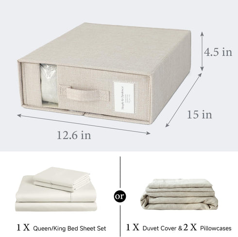 Simple&Opulence 2 Pack Bed Sheet Organizers (Queen & King Size), Foldable Storage Box for Linen Closet