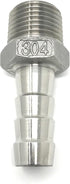 CONCORD 304 Stainless Steel Home Brew Fitting - 1/2" Barb Hose to 1/2" NPT, 2 Pack