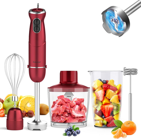 Immersion Blender 5 in 1 Hand Blender - Abuler 800W Hand Mixer Stick with 600ml Mixing Beaker, 500ml Chopper & Whisk