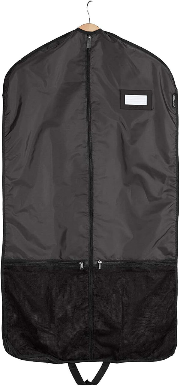 Covermates Keepsakes Deluxe Garment Bag Set - Premium Polyester, Full Length Zipper, ID Window, Black