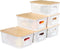 PENGKE 6 Pack Plastic Storage Bins with Lid, Stackable Organizing Container Baskets for Shelves, Drawers, and Office