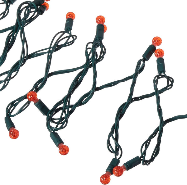 Vickerman 50 Count G12 Berry LED Light Set with Green Wire, Red - Single Mold