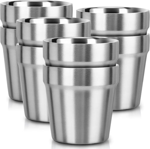Beasea 8 Pack 6 oz Stainless Steel Cups, Stackable Insulated Mini Tumblers for Home, Restaurant, Office, Party, Camping
