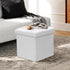 15 Inch Athena Collection Leather Square Ottoman with Storage, Small Storage Ottoman, Multipurpose Footstool Foot Rest