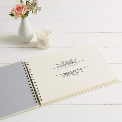 ANGEL & DOVE Funeral Guest Book & 2 Signs Set - Ivory, 12 x 8 for Memorial or Celebration of Life