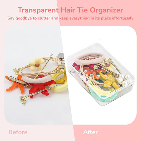 BATTIPAW 6PCS Hair Tie Organizer, Transparent Mini Storage Box, Clear Plastic Container for Home & Office