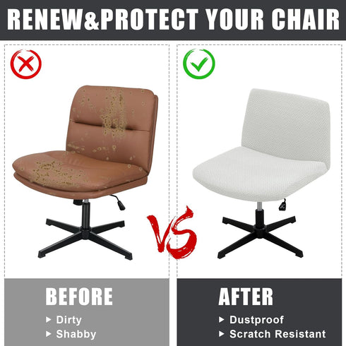 Armless MIFXIN Office Chair Cover Stretch Jacquard Wide Seat Modern Vanity Chair Slipcover Criss Cross Chair Mid Back