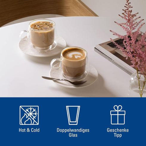 Set 2 9 oz, Villeroy & Boch Artesano Hot & Cold Beverages Coffee Glass, of Glasses, Double-Walled Glasses for Cold