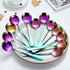 Rainbow Soup Spoon of 12, Berglander 7.5" Stainless Steel Titanium Plating Shiny Mutilcolor Round Spoons Silverware, Colorful Table Spoon Table Spoon Set Sturdy Easy To Clean, Dishwasher Safe