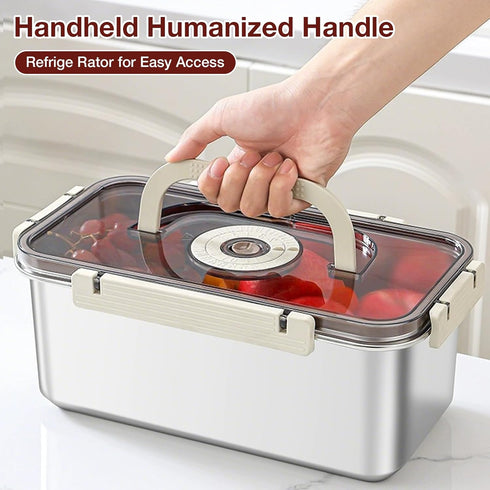 Stainless Steel Bread Box with Handle - a sealed bread storage container featuring a sealed lid and a handle, suitable