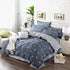 3 Pieces Duvet Cover Set, Blue Gray with White Triangles, Queen Size 90x90 with 2 Pillow Shams