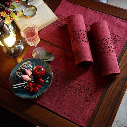 ARTABLE Burgundy Rectangle Table Runner, Fabric Home Garden Table Runner for Indoor and Outdoor Dining (16 x 120 Inch)