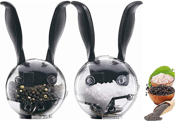 Manual Salt and Pepper Mill Set, Mini Manual Black Pepper Grinder, Multifunction Cruet Spice Grinder Ball Shape Black