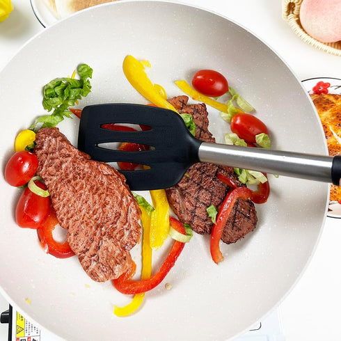 3Pcs Spatula Silicone Turner Set, Heat Resistant Spatulas for Nonstick Cookware, Large Kitchen Utensils Set
