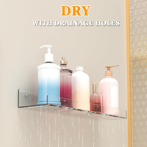 6 Pack LAZYROSY Floating Shelves - Clear Acrylic/PET Wall Mounted Non-Drilling Storage Rack with Adhesive, Invisible