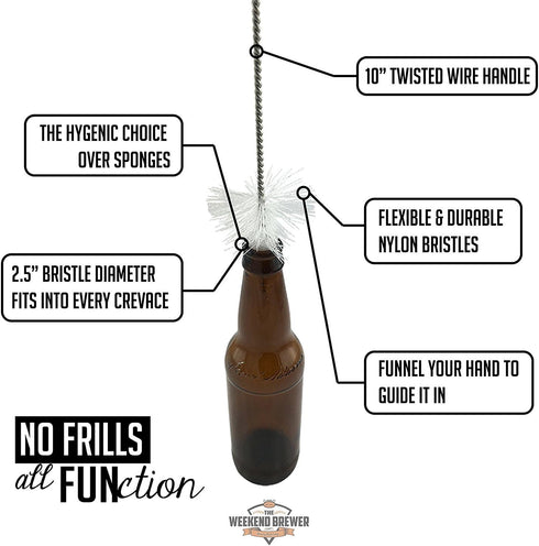 1-Pack 16" Bottle Brush great for cleaning Beer, Wine, Water, Soda, Kombucha