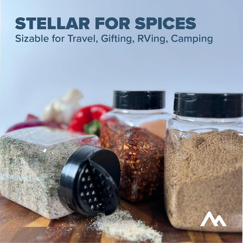Pinnacle Mercantile Plastic Spice Jars 6-Pack, Square Large 17 oz Clear Containers for Seasonings, Herbs