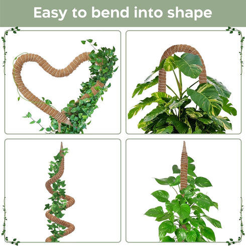 2 Pack 48'' Bendable Moss Pole Monstera Plant Support for Climbing Indoor Plants - Stakes for Potted Climbers - Tall