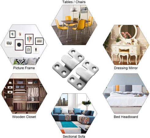 LIKERAINY Heavy Duty Large Metal Flush Mount Brackets - Sectional Interlocking Connector for Furniture, 20 Pairs